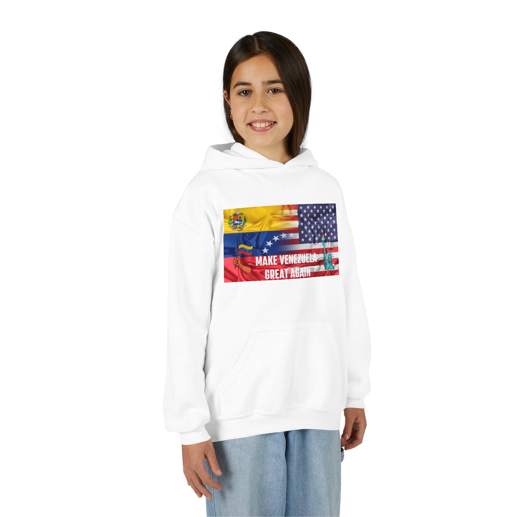 Youth Hooded Sweatshirt with Make Venezuela Great Again Design, Casual Wear, Gift for Youth, Travel, School, Everyday Use