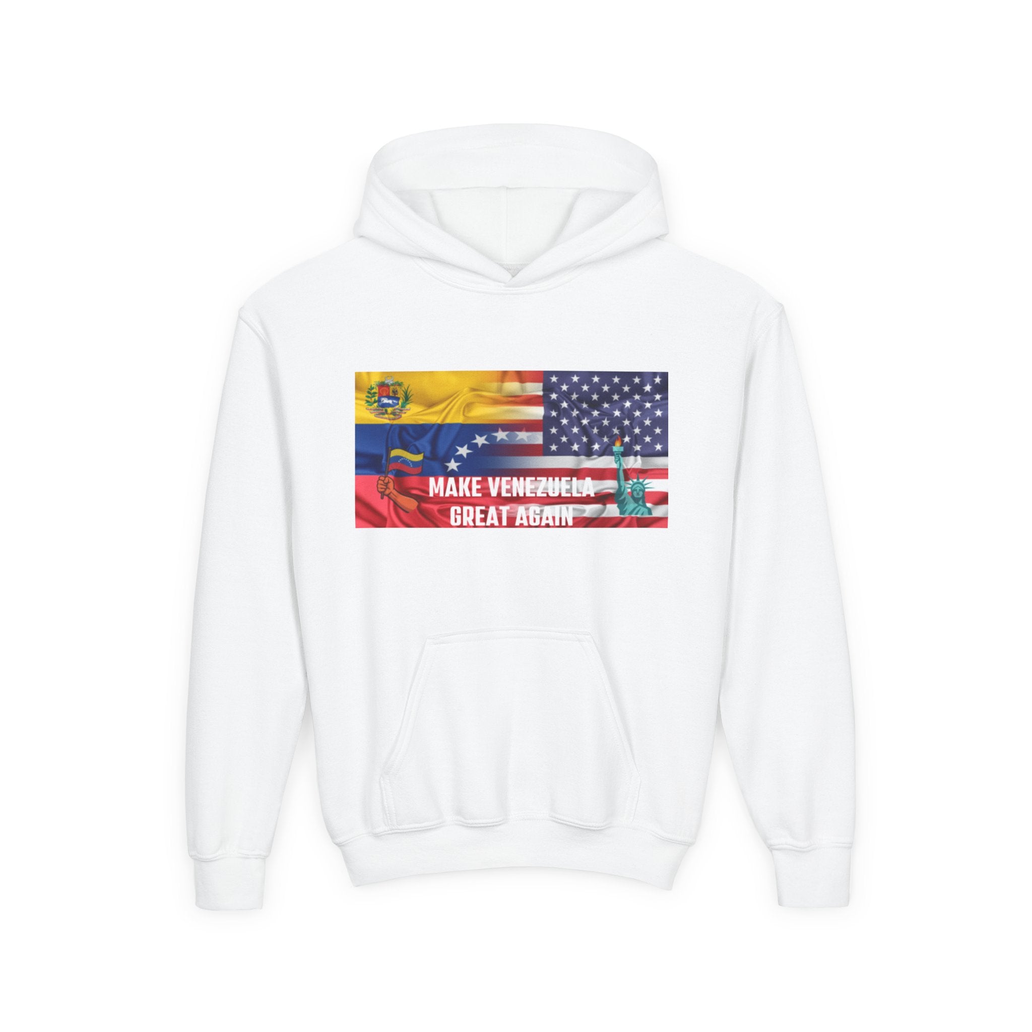 Youth Hooded Sweatshirt with Make Venezuela Great Again Design, Casual Wear, Gift for Youth, Travel, School, Everyday Use
