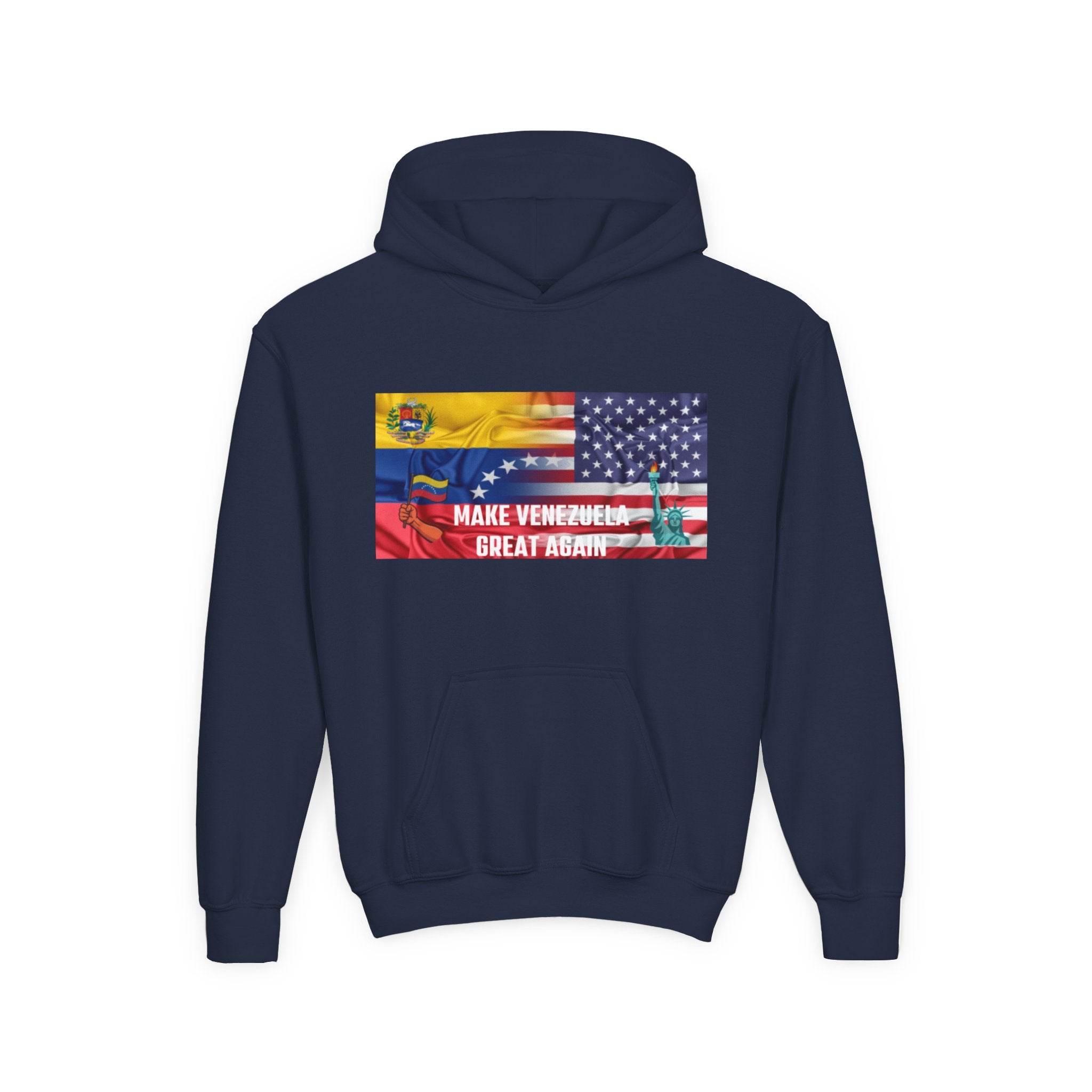 Youth Hooded Sweatshirt with Make Venezuela Great Again Design, Casual Wear, Gift for Youth, Travel, School, Everyday Use