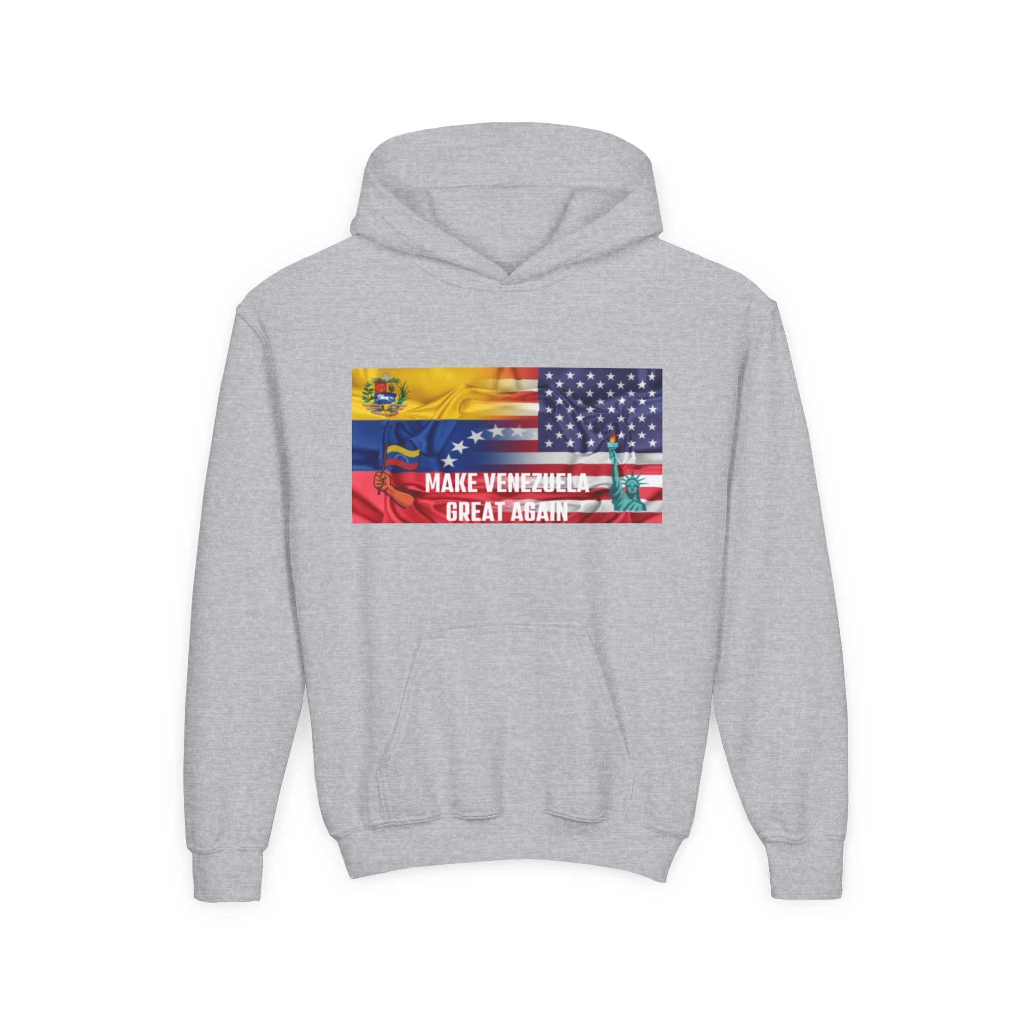 Youth Hooded Sweatshirt with Make Venezuela Great Again Design, Casual Wear, Gift for Youth, Travel, School, Everyday Use