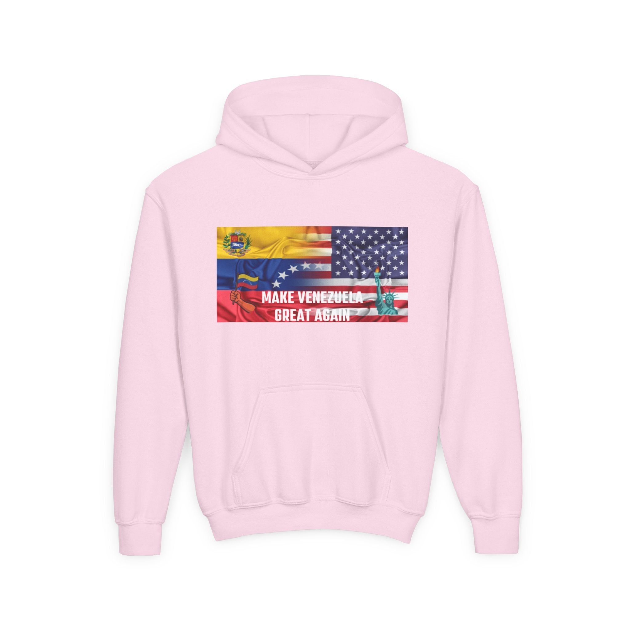 Youth Hooded Sweatshirt with Make Venezuela Great Again Design, Casual Wear, Gift for Youth, Travel, School, Everyday Use