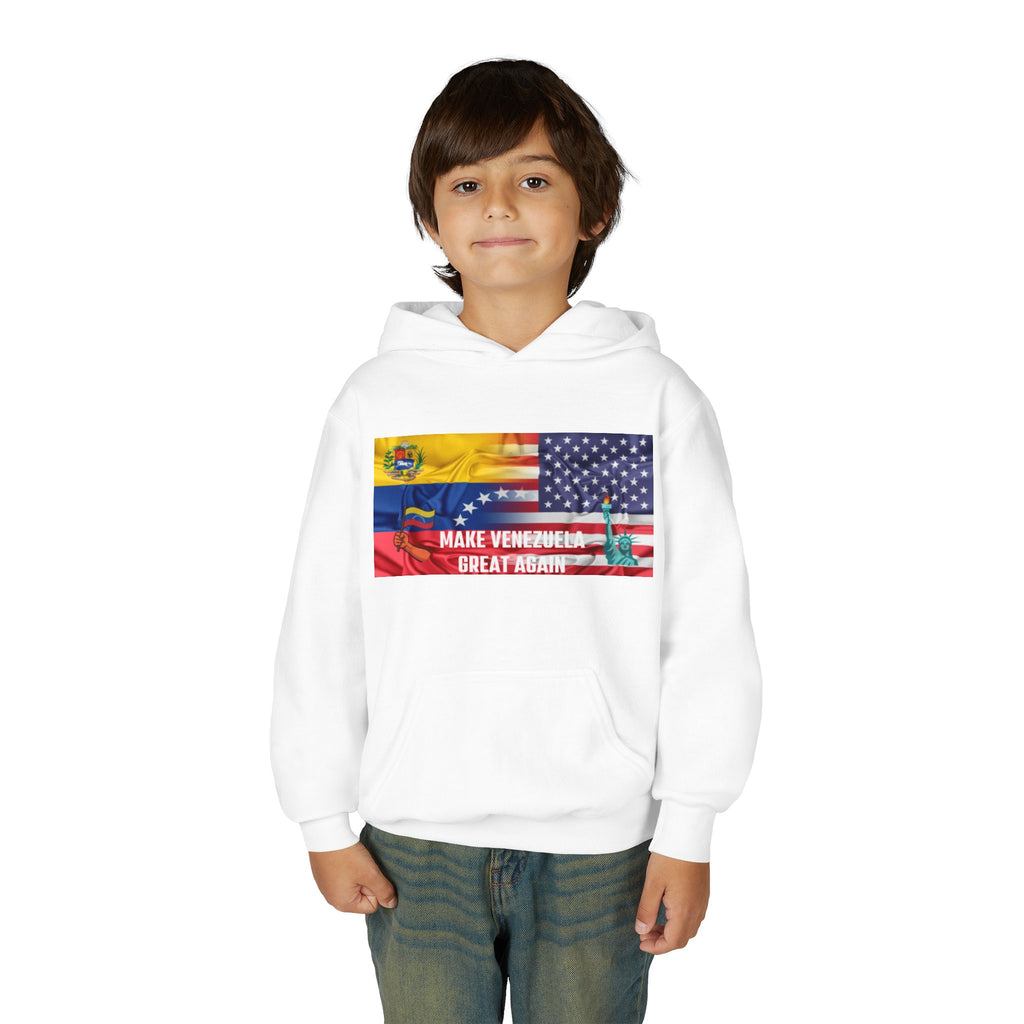 Youth Hooded Sweatshirt with Make Venezuela Great Again Design, Casual Wear, Gift for Youth, Travel, School, Everyday Use