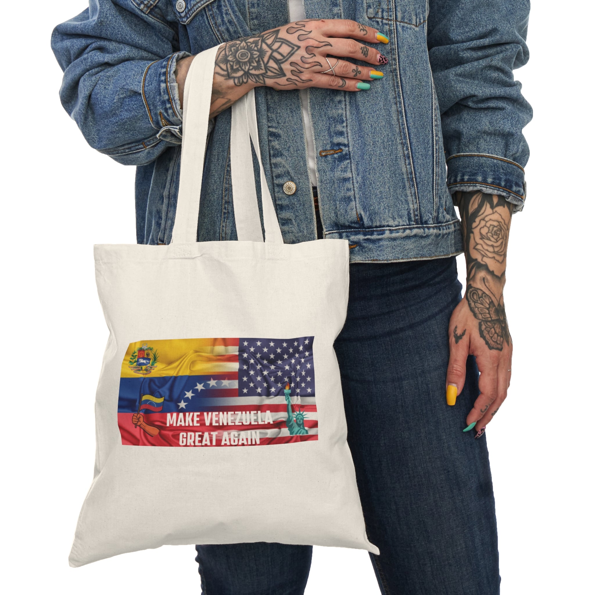 Patriotic Canvas Tote Bag, Eco-Friendly Shopping Bag, Gift for Activists, Travel Bag, Make Venezuela Great Again