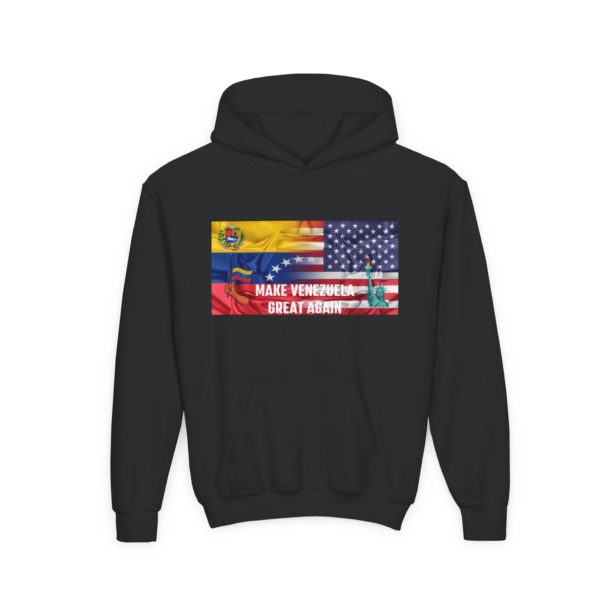 Youth Hooded Sweatshirt with Make Venezuela Great Again Design, Casual Wear, Gift for Youth, Travel, School, Everyday Use