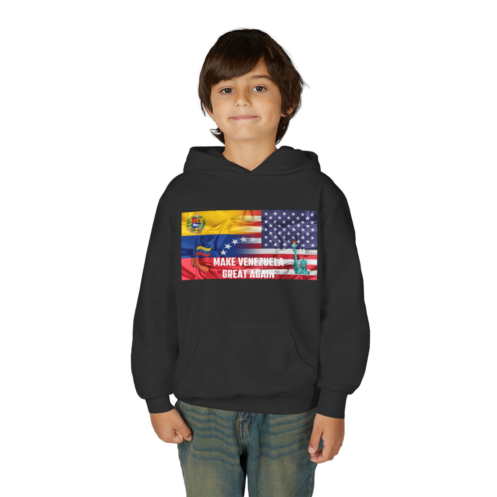 Youth Hooded Sweatshirt with Make Venezuela Great Again Design, Casual Wear, Gift for Youth, Travel, School, Everyday Use